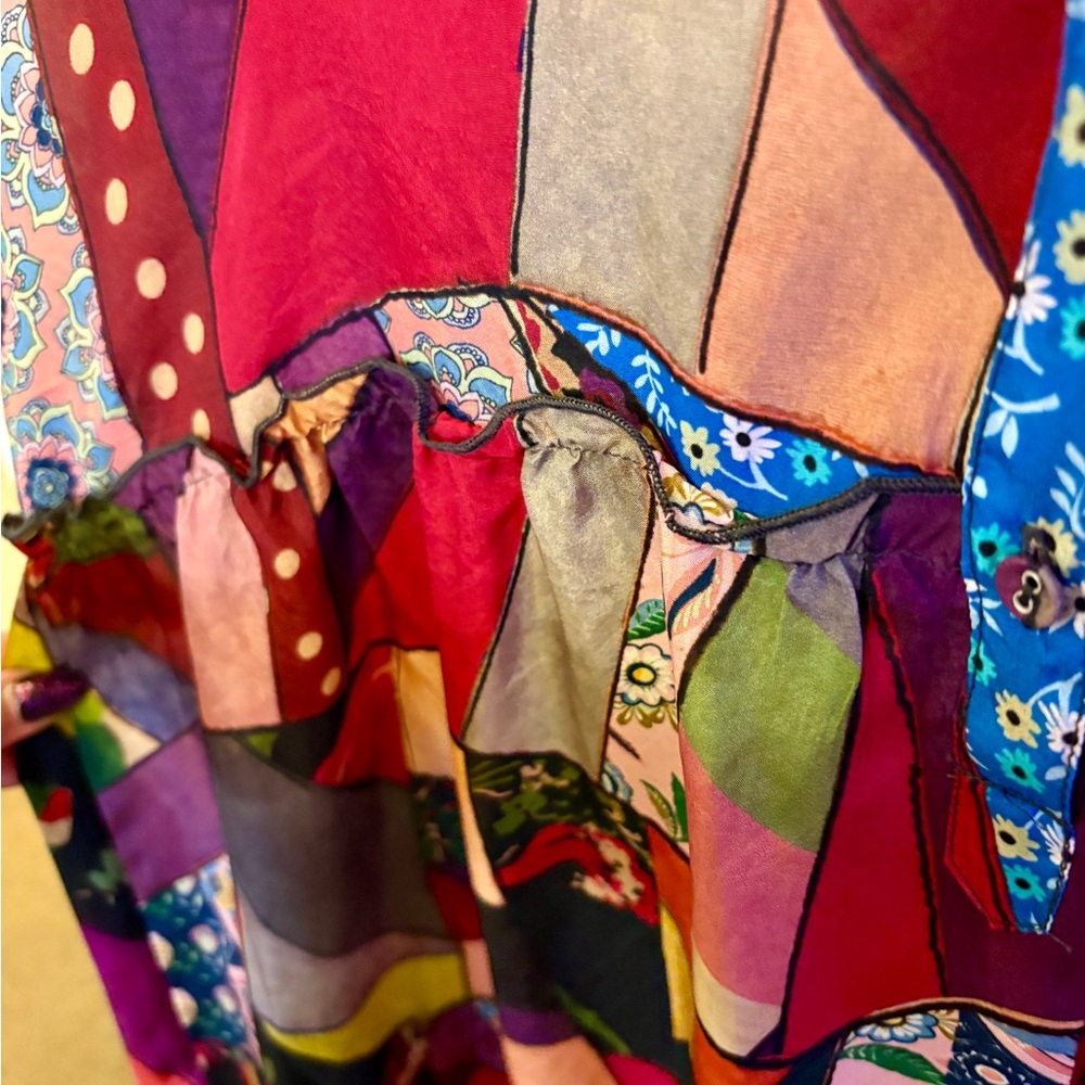 Johnny Was Multicolor Patchwork Long Sleeve Dress - Picture 5 of 8